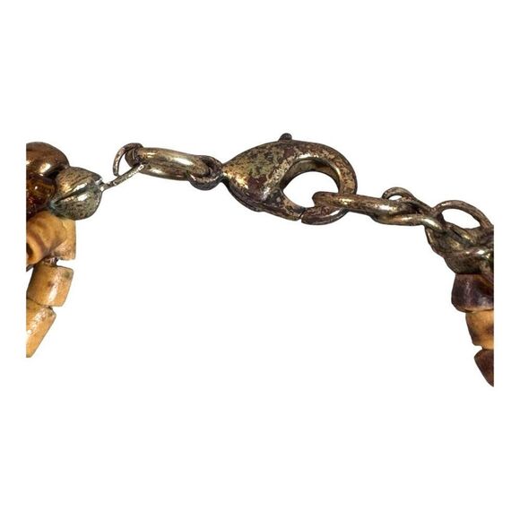 Coldwater Creek Bakelite Look Plants Boho Beaded Necklace Large Leaf Pendant - Picture 7 of 8